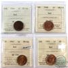 Image 1 : 1-cent 1944, 1946, 1947 & 1951 ICCS MS-64 Red. 4pcs