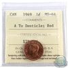 Image 1 : 1-cent 1949 A to Denticle ICCS Certified MS-64; Red