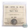 Image 1 : 5-cent 1875H Small Date ICCS Certified EF-45