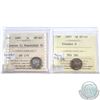 Image 1 : 5-cent 1891 Obv.5 Repunched 91 EF-40 & 1897 Slender 8 EF-45; Both ICCS Certified. 2pcs