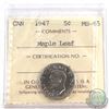 5-cent 1947 Maple Leaf ICCS Certified MS-65