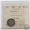 Image 1 : 10-cent 1885 Obverse 5 ICCS Certified VG-10