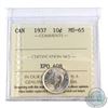 Image 1 : 10-cent 1937 ICCS Certified MS-65