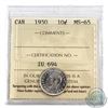 Image 1 : 10-cent 1950 ICCS Certified MS-65