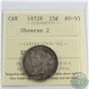 Image 1 : 25-cent 1872H Obv.2 ICCS Certified AU-50. Deep tones with underlying luster.
