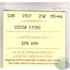 Image 3 : 25-cent 1917 ICCS/CCCS Certified MS-64 (Cross Graded)
