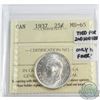 Image 1 : 25-cent 1937 ICCS Certified MS-65. Tied for 2nd highest grade by ICCS.