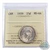 Image 1 : 25-cent 1939 ICCS Certified MS-64. A nice Mint State coin with subtle Golden toning.