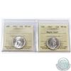 25-cent 1943 & 1947 Maple Leaf ICCS Certified MS-64. 2pcs