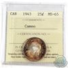 25-cent 1943 ICCS Certified MS-65 Cameo