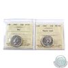 Image 1 : 25-cent 1947 Dot ICCS F-15 & 1947 Maple Leaf ICCS MS-64. 2 pcs