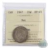 25-cent 1947 Dot, ICCS Certified EF-45 A Lightly toned coin.