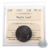 Image 1 : 25-cent 1947 Maple Leaf ICCS Certified MS-65. Beautiful Even toning throughout the Obverse and Rever