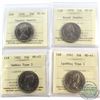 Image 1 : 50-cent 1978 Round Jewel, 1978 Square Jewels, 1982 LgeBds Type1 & 1982 SmBds Type2 ICCS MS-65. 4pcs