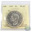 Image 1 : Silver $1 1947 Pointed 7 ICCS Certified MS-60