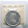 Image 1 : Silver $1 1947 Maple Leaf ICCS Certified MS-62! *Key Date*