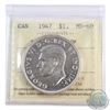 Image 1 : Silver $1 1947 Maple Leaf Double HP ICCS Certified MS-60. *Key Date*