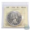 Image 1 : Silver $1 1954 ICCS Certified MS-65! Tied for 2nd Highest Grade with only 1 graded higher. Full Blas