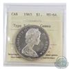 Image 1 : Silver $1 1965 Type V ICCS Certified MS-64 Heavy Cameo!