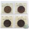 Image 1 : CH# PC6C2 x4, 1854 Bank of Upper Canada One Penny all Tokens ICCS Certified. Lot includes 1x F-15, V