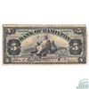 Image 1 : 345-20-06. 1914 Bank of Hamilton $5, S/N: 1840814. Note is VG with some minor damage around the Edge