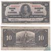 Image 1 : BC-24b. 1937 Bank of Canada $10, Gordon-Towers Z/D Prefix! S/N: Z/D0305112. Note is in VG Condition 