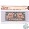 Image 1 : BC-26C. 1937 Bank of Canada Changeover $50, Coyne-Towers, B/H5051176 BCS VF-30. This note has a mino