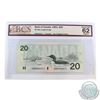 Image 1 : BC-58d. Error 1991 Bank of Canada $20 'Out of Register Printing' S/N: EWB9446371. BCS Certified Choi