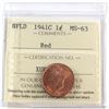 Image 1 : Newfoundland 1-cent 1941C ICCS Certified MS-63 Red