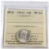 Image 1 : Newfoundland 10-cent 1941C ICCS Certified MS-64