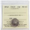 Image 1 : Newfoundland 10-cent 1942C ICCS Certified MS-63