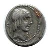 Image 1 : Roman Republic 90 BC Silver Denarius; Head of Apollo Facing Right; L. Calpurnius Piso; VF; Reverse -