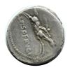 Image 2 : Roman Republic 90 BC Silver Denarius; Head of Apollo Facing Right; L. Calpurnius Piso; VF; Reverse -