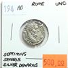 Image 1 : Rome 194 AD Silver Denarius; Septimius Severus; UNC; Reverse - 'Minerva Holding Spear & Shield'
