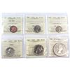 Image 1 : Set of 1955 Canada Coins ICCS Certified: 1-cent SF PL-65, 5-cent PL-65, 10-cent PL-64, 25-cent PL-64