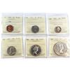 Image 1 : Set of 1957 Canada Coins ICCS Certified: 1-cent PL-64, 5-cent PL-65, 10-cent PL-65, 25-cent PL-66, 5