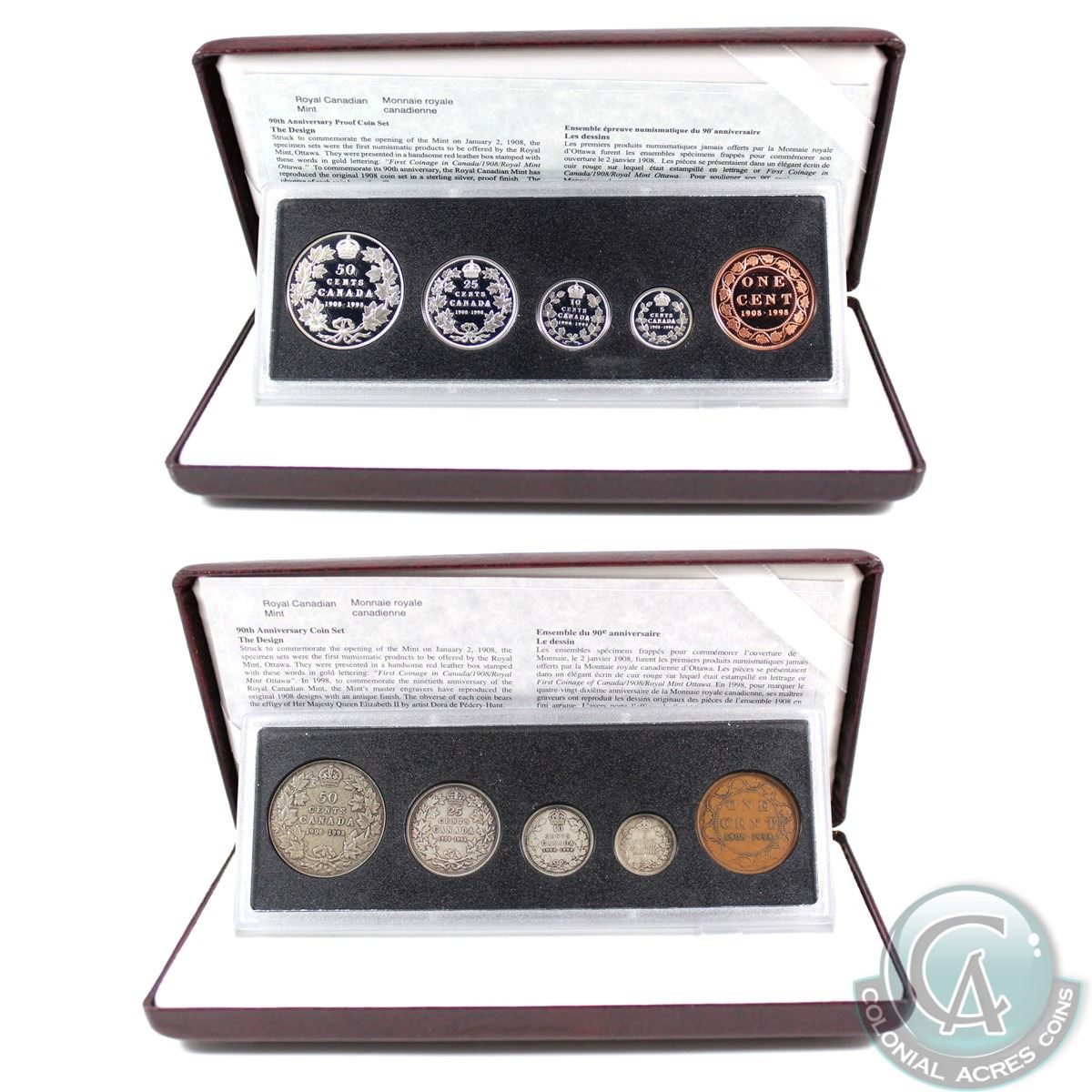 1908 Coin Set RCM Issue: 1998 -1908 Canada Commemorative Sterling Silver Proof ...