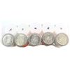 1958, 1959, 1960, 1961 & 1962 Canada Silver 50-cent Roll of 20pcs each. 100pcs total