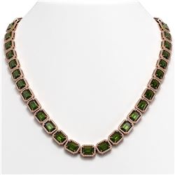 60.49 CTW Tourmaline & Diamond Halo Necklace 10K Rose Gold - REF-928H2A - 41352