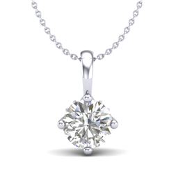 0.82 CTW VS/SI Diamond Solitaire Art Deco Stud Necklace 18K White Gold - REF-180A2X - 37025
