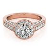 Image 1 : 1.5 CTW Certified VS/SI Diamond Solitaire Halo Ring 18K Rose Gold - REF-242W2F - 26782