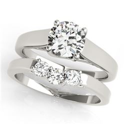 0.6725 CTW Certified VS/SI Diamond 2Pc Set Solitaire Wedding 14K White Gold - REF-105H3A - 32105