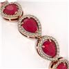 Image 4 : 21.69 CTW Ruby & Diamond Halo Bracelet 10K Rose Gold - REF-315K5W - 41094