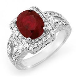 3.20 CTW Ruby & Diamond Ring 14K White Gold - REF-101K8W - 14257