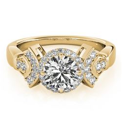 1.56 CTW Certified VS/SI Diamond Solitaire Halo Ring 18K Yellow Gold - REF-506F9N - 26951