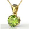 Image 1 : 2 CTW Peridot Designer Inspired Solitaire Necklace 18K Yellow Gold - REF-27X8T - 22034