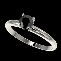 0.50 CTW Fancy Black VS Diamond Solitaire Engagement Ring 10K White Gold - REF-23H3A - 32858
