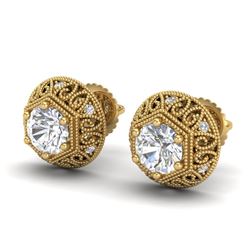1.31 CTW VS/SI Diamond Solitaire Art Deco Stud Earrings 18K Yellow Gold - REF-236T4M - 36922
