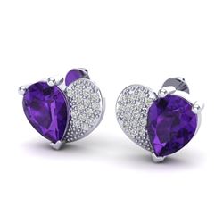 2.50 CTW Amethyst & Micro Pave VS/SI Diamond Earrings 10K White Gold - REF-30A2X - 20064