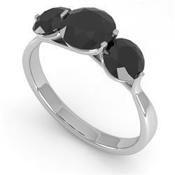 2 CTW Past Present Future Black Certified Diamond Ring Martini 14K White Gold - REF-57A2X - 38350